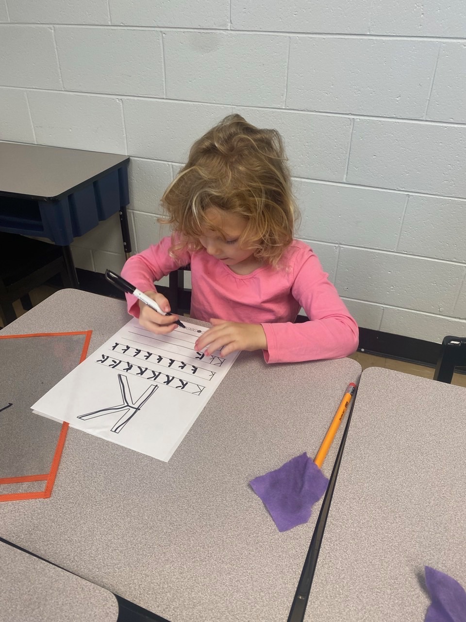 Student learning to write